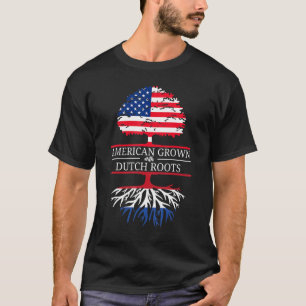 American Grown With Dutch Roots Usa Flag Tree Holl T-Shirt