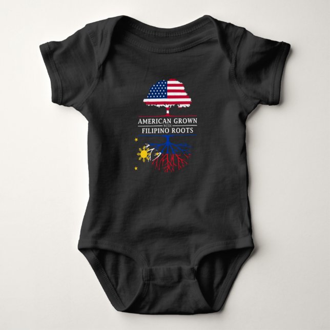 American Grown with Filipino Roots   Philippines Baby Bodysuit (Front)