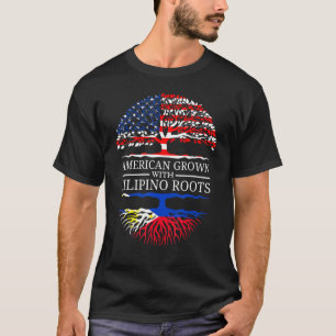 American Grown With Filipino Roots Usa Flag Tree P T-Shirt