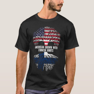 American Grown with Finnish Roots USA Flag T-Shirt