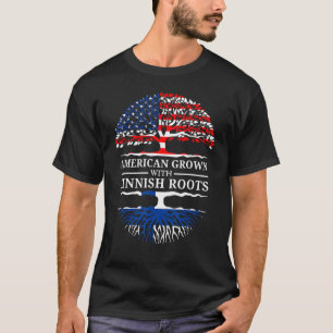 American Grown With Finnish Roots Usa Flag Tree Fi T-Shirt