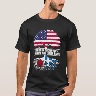 American Grown with Flag Heritage Japanese Greek R T-Shirt