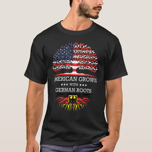 American Grown With German Roots Usa Flag T-Shirt (Front)