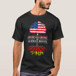American Grown With German Roots Usa Flag Tree Ger T-Shirt