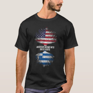 American Grown With Greek Roots Usa Flag Greece T-Shirt