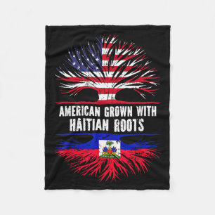 American Grown With Haitian Roots Usa Flag Haiti Fleece Blanket