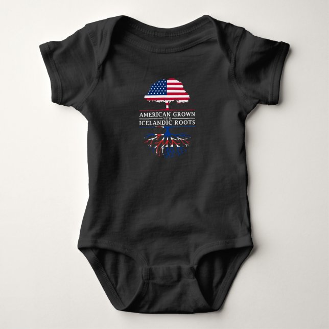 American Grown with Icelandic Roots   Iceland Baby Bodysuit (Front)