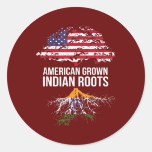 American Grown with Indian Roots India Classic Round Sticker