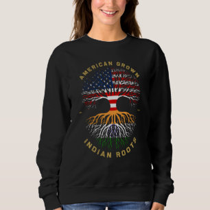 American Grown With Indian Roots Tree USA Flag Gif Sweatshirt