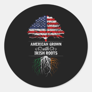 American Grown With Irish Roots 4th Of July Usa Fl Classic Round Sticker