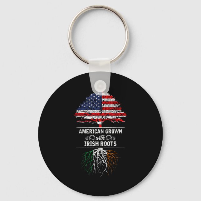 American Grown With Irish Roots 4th Of July Usa Fl Key Ring (Front)