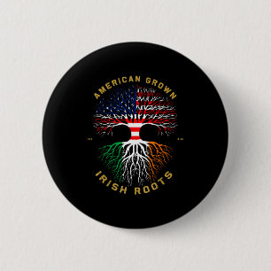 American Grown With Irish Roots Tree Usa Ireland F 6 Cm Round Badge