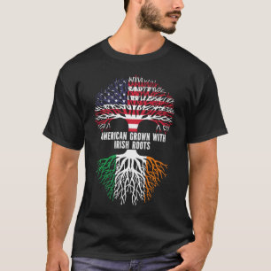 American Grown with Irish Roots USA Flag T-Shirt