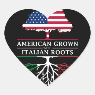 American Grown with Italian Roots Italy Design Heart Sticker