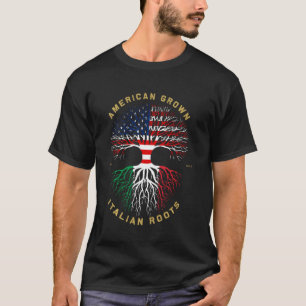 American Grown With Italian Roots Tree Usa Flag Un T-Shirt