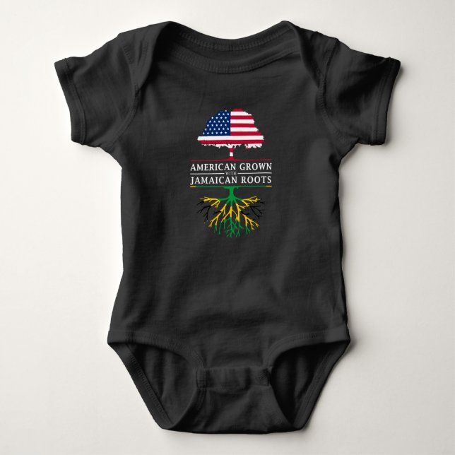 American Grown with Jamaican Roots   Jamaica Baby Bodysuit (Front)