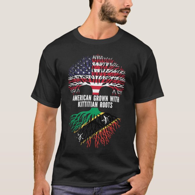 American Grown with Kittitian Nevisian Roots USA  T-Shirt (Front)