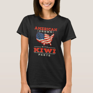 American Grown with Kiwi Parts Patriotic New Zeala T-Shirt