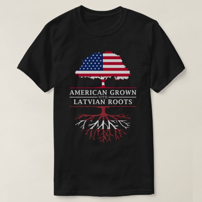 American Grown with Latvian Roots  Latvia Premium  T-Shirt (Design Front)