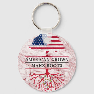 American Grown with Manx Roots Marble Style Design Key Ring
