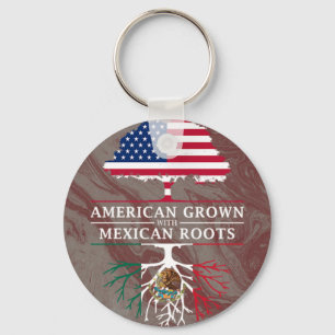 American Grown with Mexican Roots Marble Style Key Ring