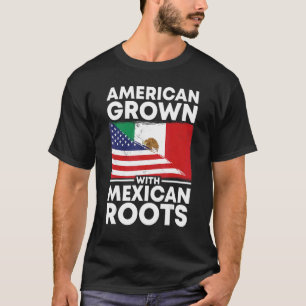 American Grown With Mexican Roots Us Mexican Flag T-Shirt