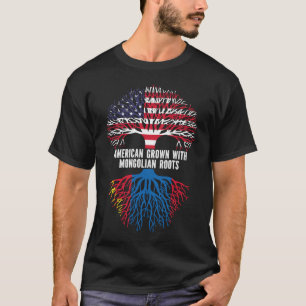 American Grown with Mongolian Roots USA Flag T-Shirt