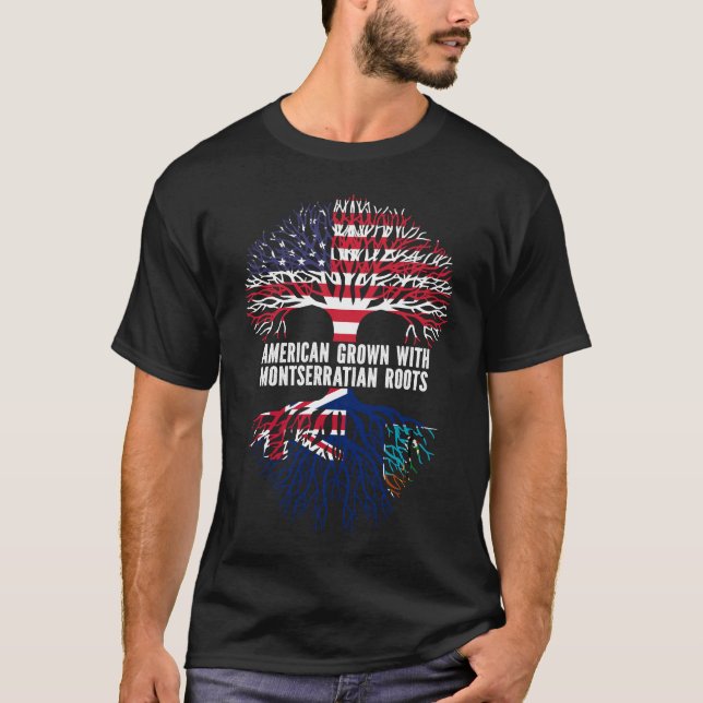 American Grown with Montserratian Roots USA Flag T-Shirt (Front)