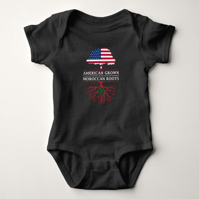 American Grown with Moroccan Roots   Morocco Baby Bodysuit (Front)