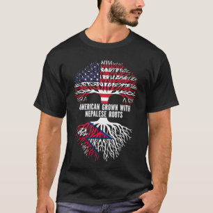 American Grown with Nepalese Roots USA Flag T-Shirt