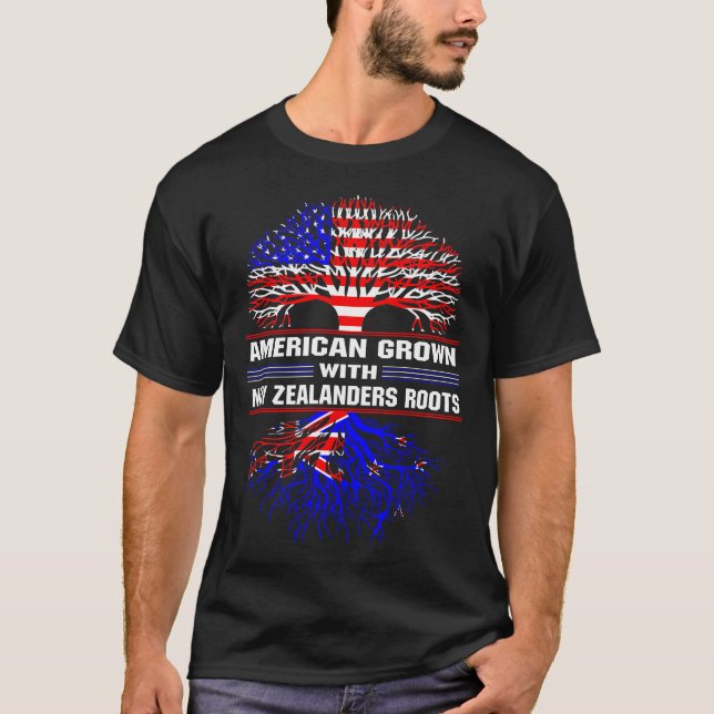American Grown with New Zealander Roots T-Shirt (Front)