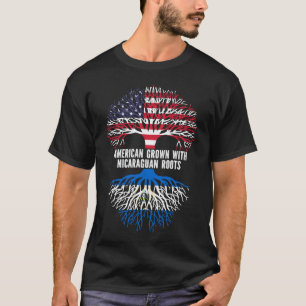 American Grown with Nicaraguan Roots USA Flag T-Shirt