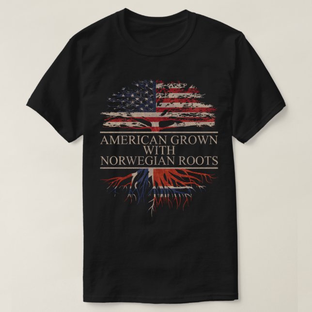 American Grown with Norwegian Roots T-Shirt (Design Front)