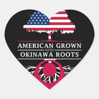 American Grown with Okinawa Roots Japan Design Heart Sticker