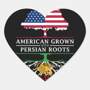 American Grown with Persian Roots   Persia Design Heart Sticker