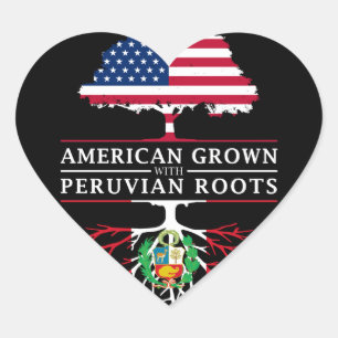 American Grown with Peruvian Roots   Peru Design Heart Sticker