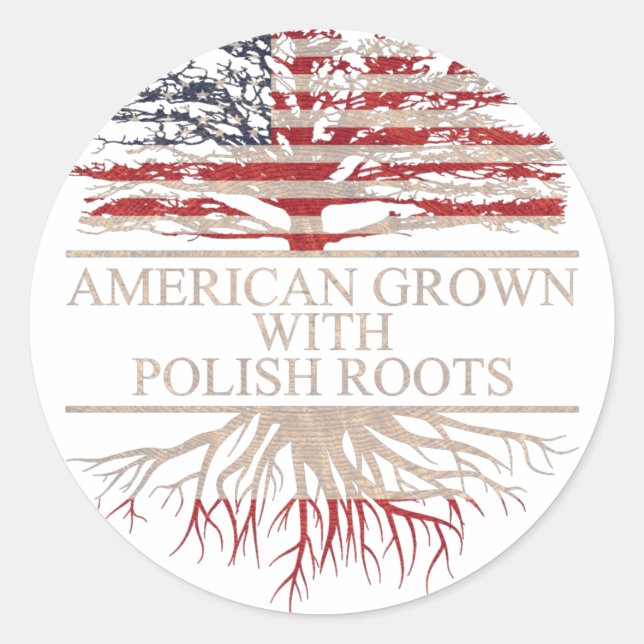 American grown with polish roots classic round sticker (Front)