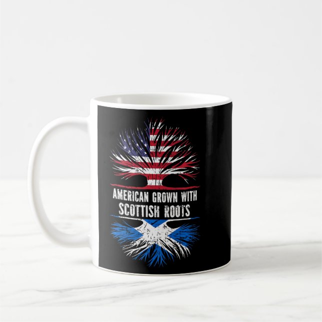 American Grown With Scottish Roots Usa Flag Scotla Coffee Mug (Left)