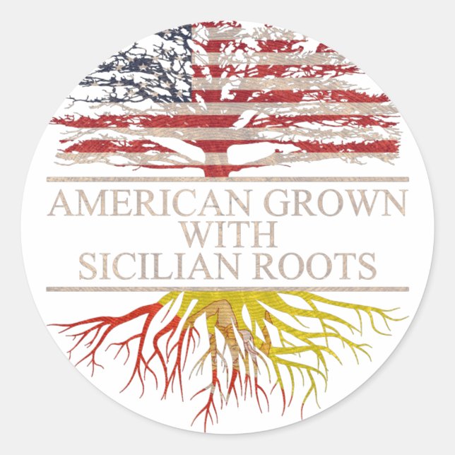 American grown with sicilian roots classic round sticker (Front)