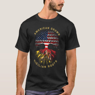 American Grown With Sicilian Roots Tree USA Flag G T-Shirt