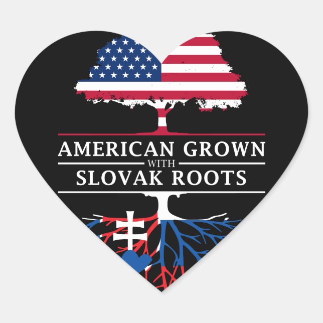American Grown with Slovak Roots   Slovakia Design Heart Sticker (Front)