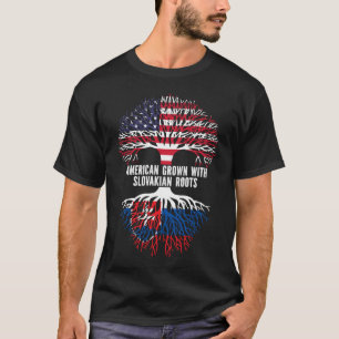 American Grown with Slovakian Roots USA Flag T-Shirt
