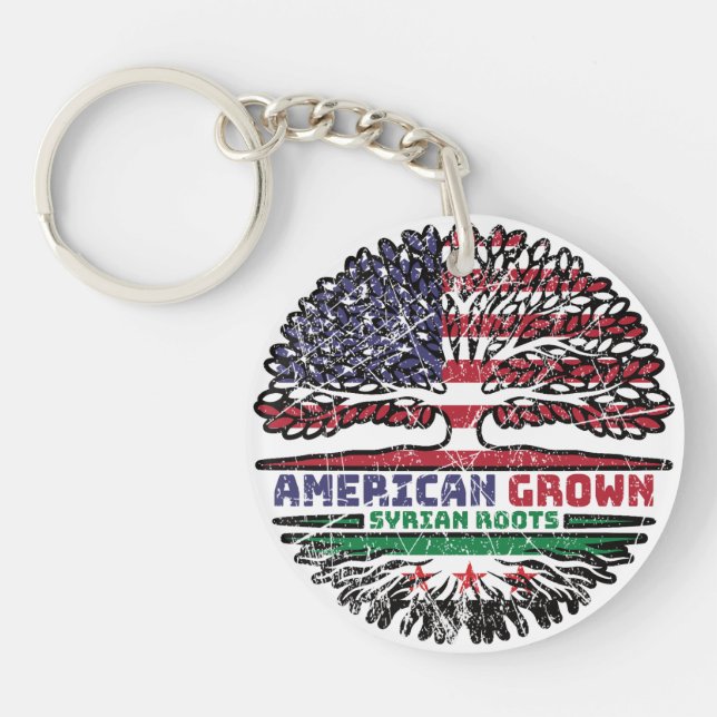 American Grown With Syrian Roots Key Ring (Front)