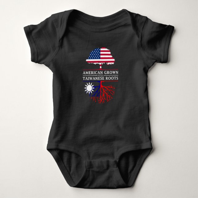 American Grown with Taiwanese Roots   Taiwan Baby Bodysuit (Front)