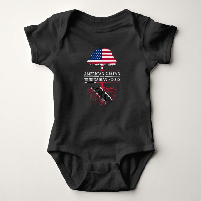 American Grown with Trinidadian Roots   Trinidad Baby Bodysuit (Front)