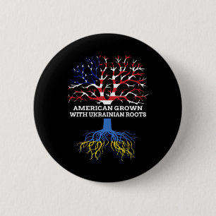 American Grown With Ukrainian Roots  6 Cm Round Badge