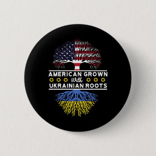American Grown With Ukrainian Roots - Ukraine 1 6 Cm Round Badge