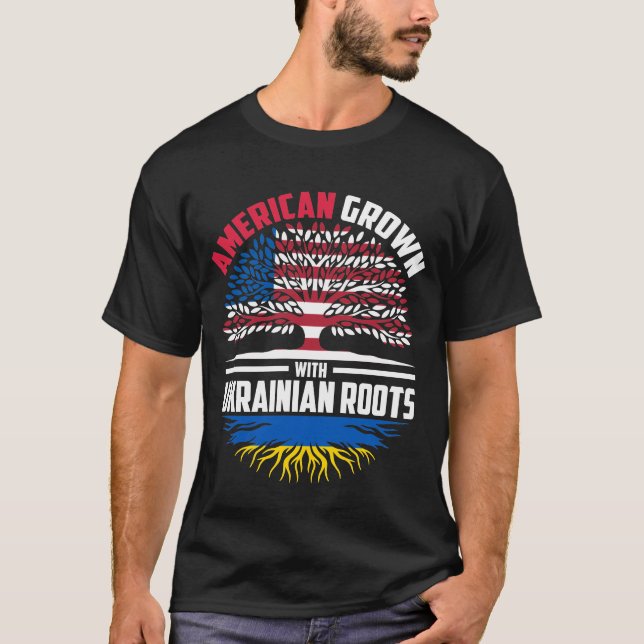 American Grown With Ukrainian Roots Ukraine Flag F T-Shirt (Front)