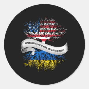 American Grown With Ukrainian Roots Ukraine Tee Classic Round Sticker
