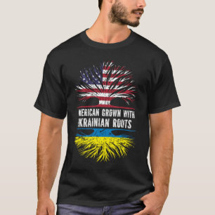 American Grown with Ukrainian Roots USA Flag T-Shirt
